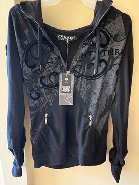 Oxygen Black Zip-Front Hoodie size S